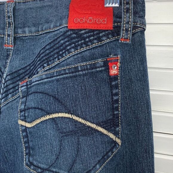 Vintage ECKO Red Flare Jeans Embroidered Logo Size 9 - Picture 8 of 16